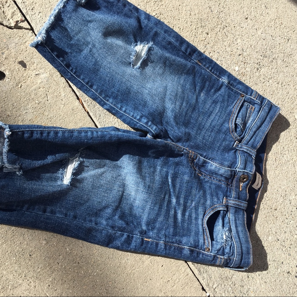 Dark washed ripped shorts
